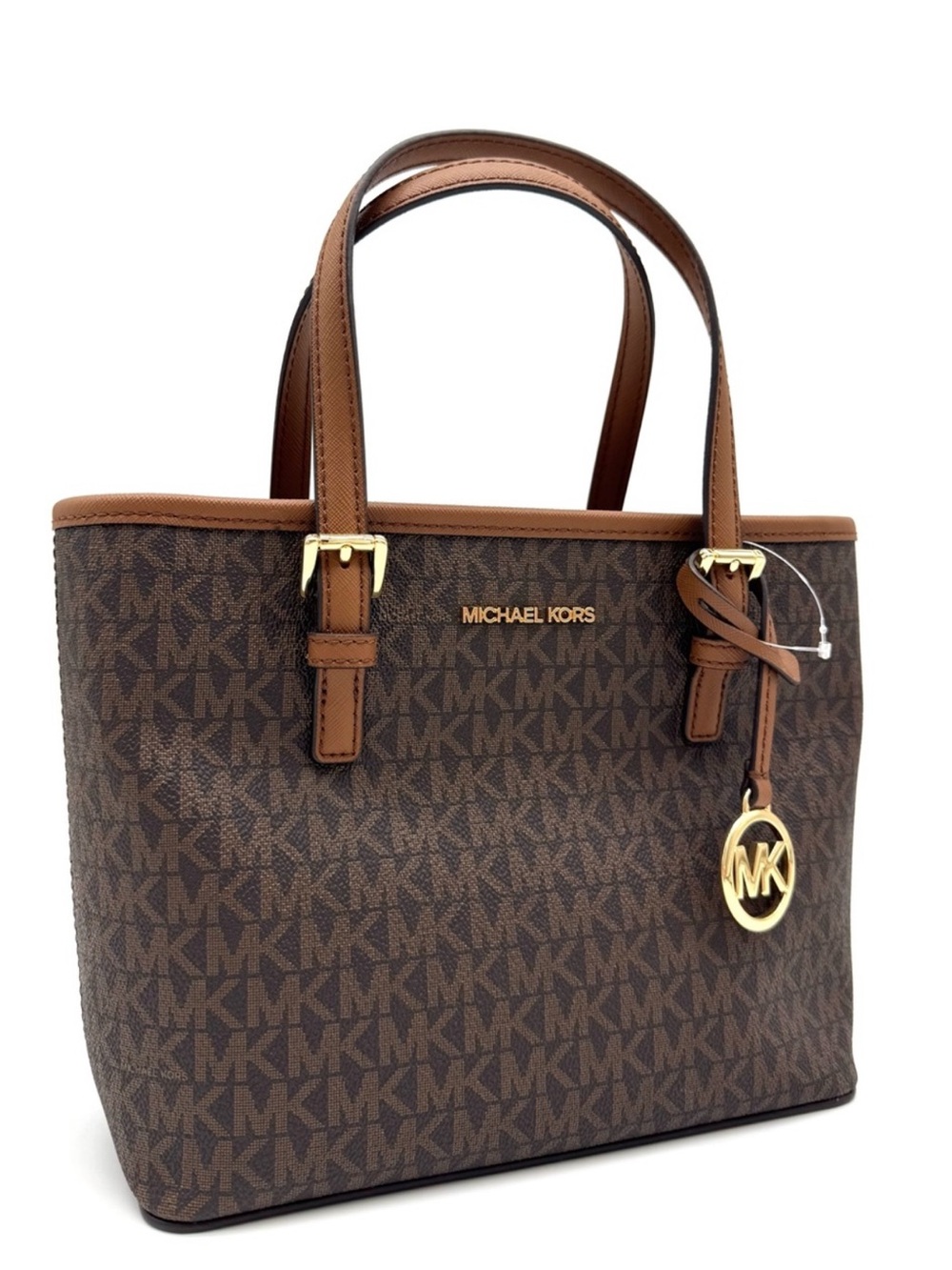 Michael Kors XS Jet Set Travel Convertible TZ Tote Bag Brown Signature
